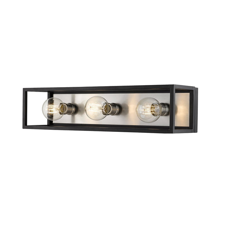 Z-Lite Kube 480-3V-MB-BN Bath Vanity Light 7 in. wide - Matte Black / Brushed Nickel