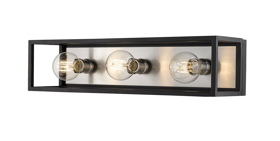 Z-Lite Kube 480-3V-MB-BN Bath Vanity Light 7 in. wide - Matte Black / Brushed Nickel