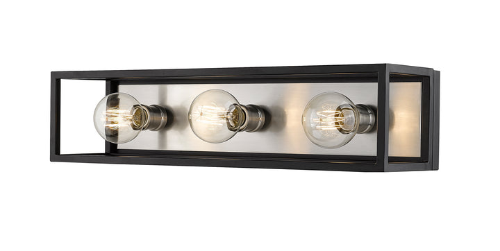 Z-Lite Kube 480-3V-MB-BN Bath Vanity Light 7 in. wide - Matte Black / Brushed Nickel