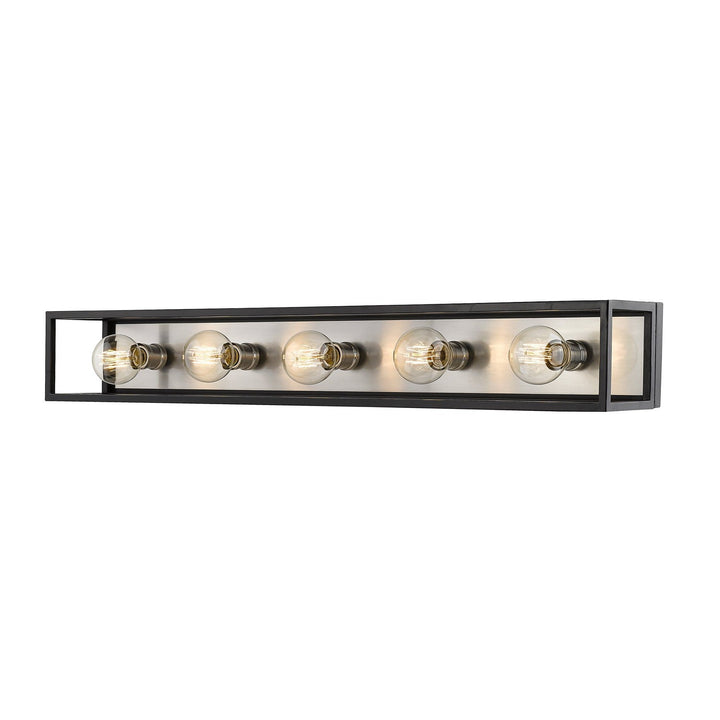 Z-Lite Kube 480-5V-MB-BN Bath Vanity Light 7 in. wide - Matte Black / Brushed Nickel
