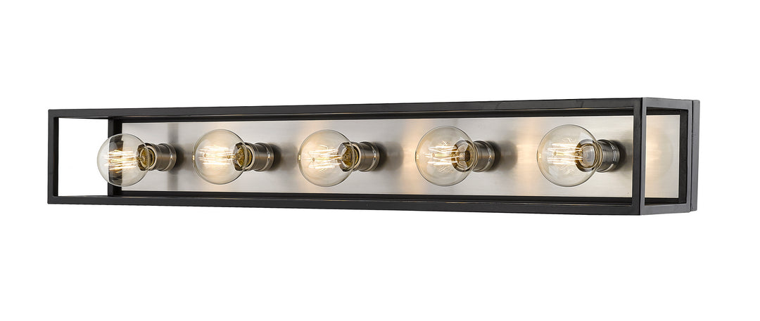 Z-Lite Kube 480-5V-MB-BN Bath Vanity Light 7 in. wide - Matte Black / Brushed Nickel