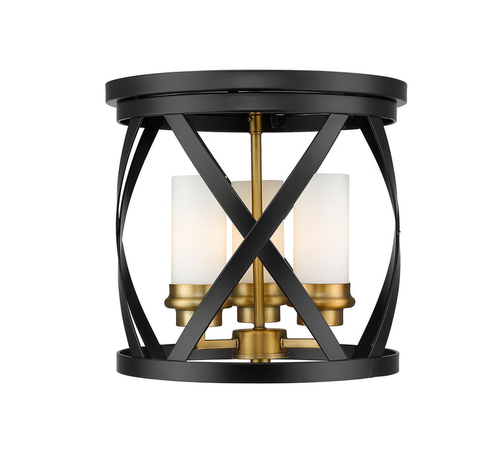 Z-Lite Malcalester 481F13-MB-OBR Ceiling Light - Matte Black / Olde Brass