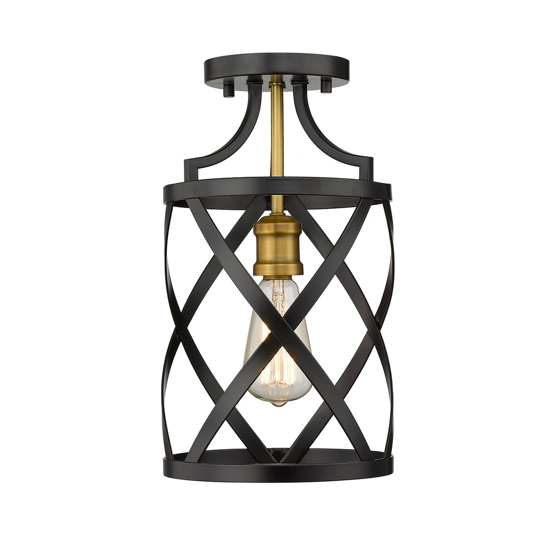 Z-Lite Malcalester 481F1-MB-OBR Ceiling Light - Matte Black / Olde Brass