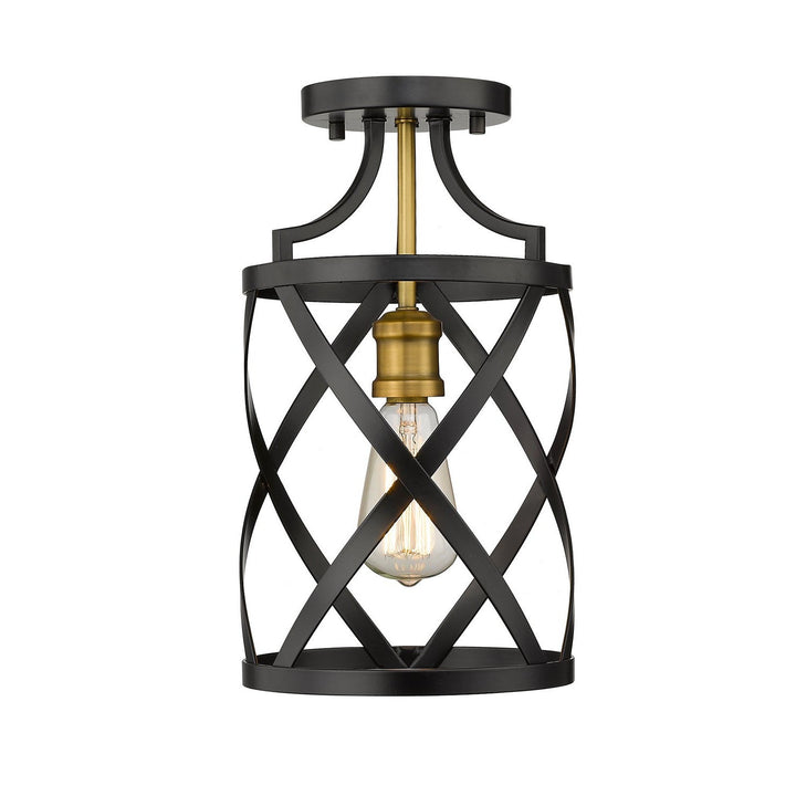 Z-Lite Malcalester 481F1-MB-OBR Ceiling Light - Matte Black / Olde Brass