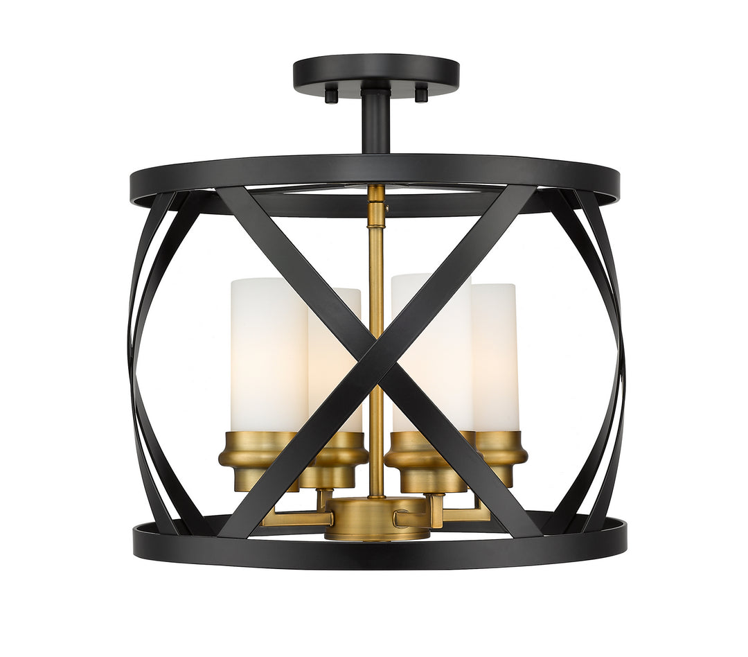 Z-Lite Malcalester 481SF15-MB-OBR Ceiling Light - Matte Black / Olde Brass