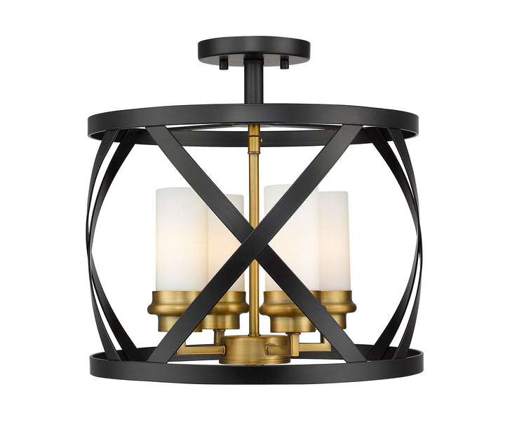 Z-Lite Malcalester 481SF15-MB-OBR Ceiling Light - Matte Black / Olde Brass