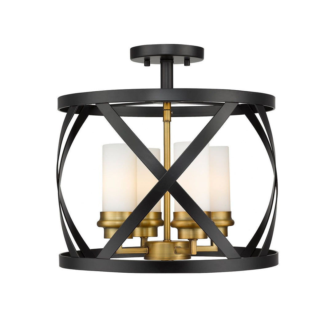 Z-Lite Malcalester 481SF15-MB-OBR Ceiling Light - Matte Black / Olde Brass