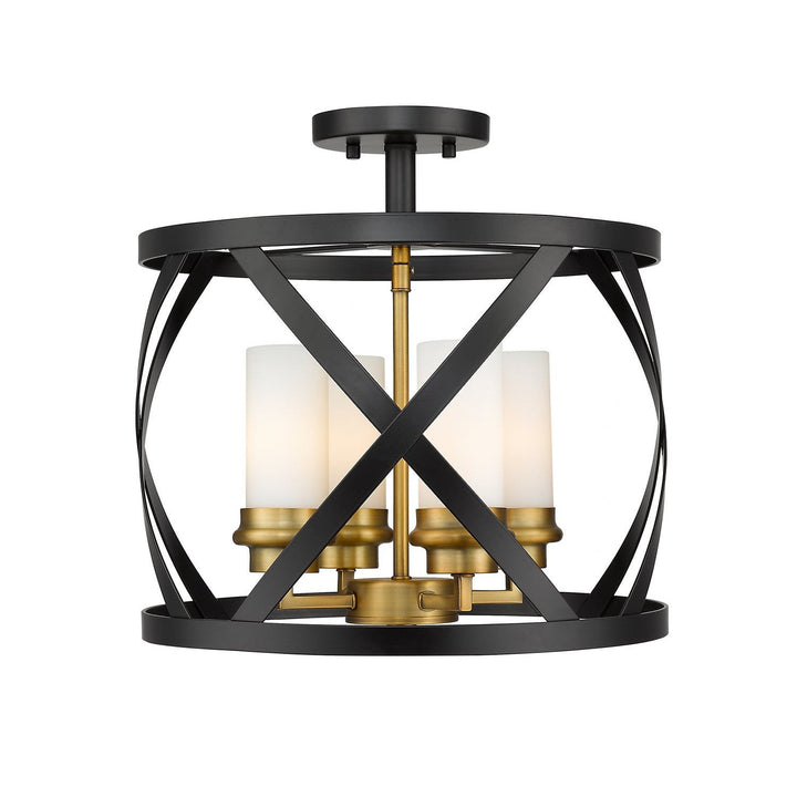 Z-Lite Malcalester 481SF15-MB-OBR Ceiling Light - Matte Black / Olde Brass