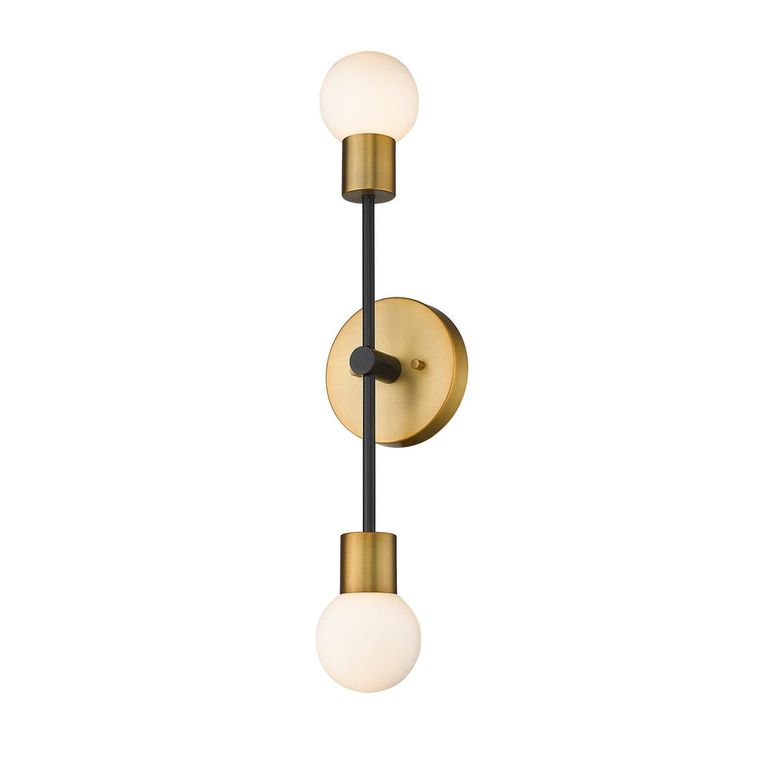 Z-Lite Neutra 621-2S-MB-FB Wall Sconce Light - Matte Black / Foundry Brass