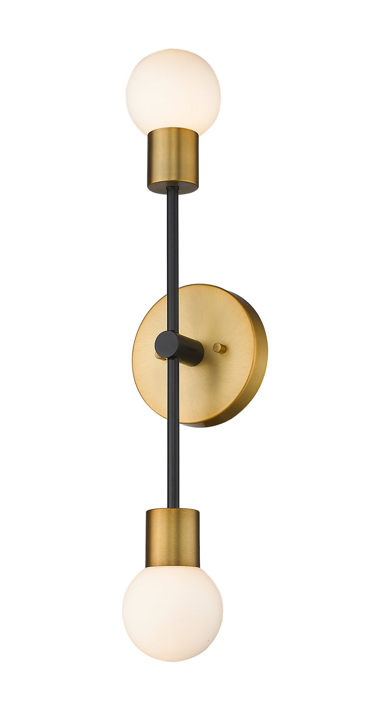 Z-Lite Neutra 621-2S-MB-FB Wall Sconce Light - Matte Black / Foundry Brass