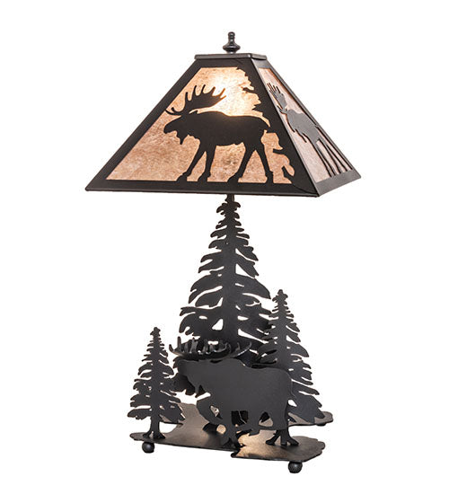 Meyda Tiffany Lighting 102984 Moose On The Loose One Light Table Lamp Lamp Bronze / Dark
