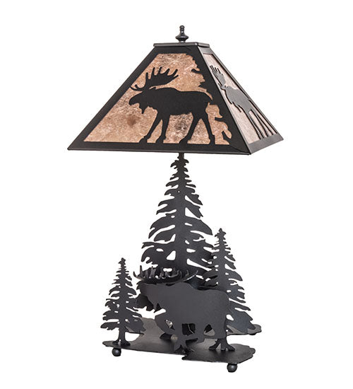 Meyda Tiffany Lighting 102984 Moose On The Loose One Light Table Lamp Lamp Bronze / Dark