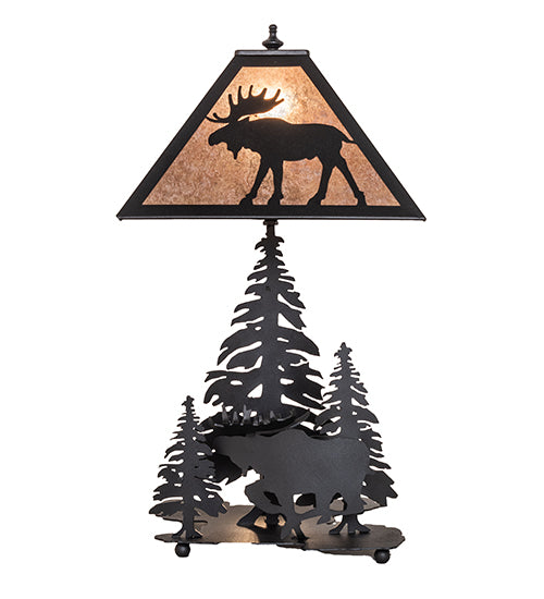 Meyda Tiffany Lighting 102984 Moose On The Loose One Light Table Lamp Lamp Bronze / Dark