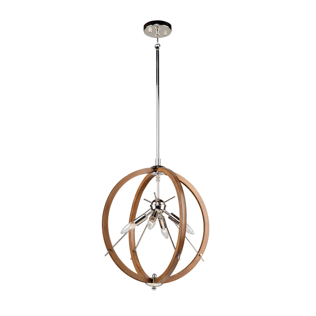 Artcraft Abbey AC11554PN Chandelier Light - Faux Wood & Polished Nickel