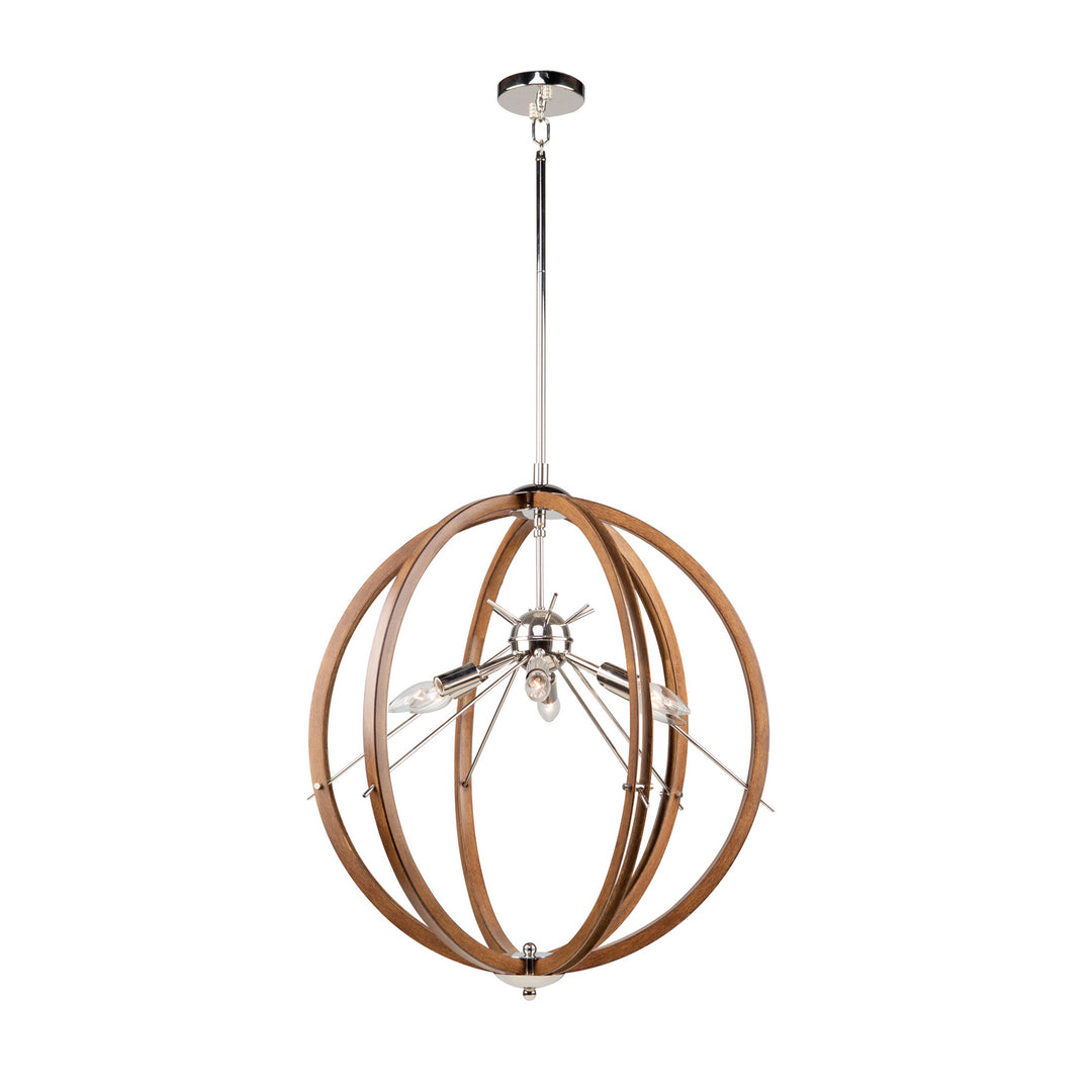 Artcraft Abbey AC11556PN Chandelier Light - Faux Wood & Polished Nickel