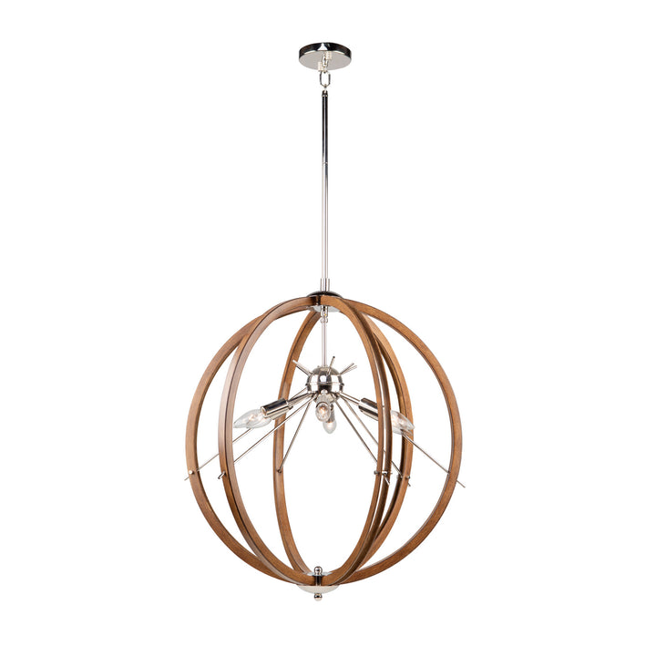 Artcraft Abbey AC11556PN Chandelier Light - Faux Wood & Polished Nickel