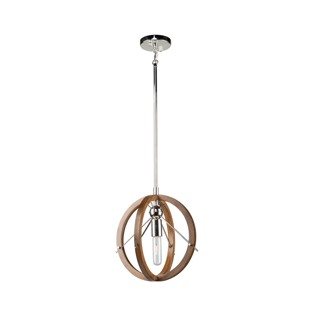 Artcraft Abbey AC11551PN Pendant Light - Faux Wood & Polished Nickel