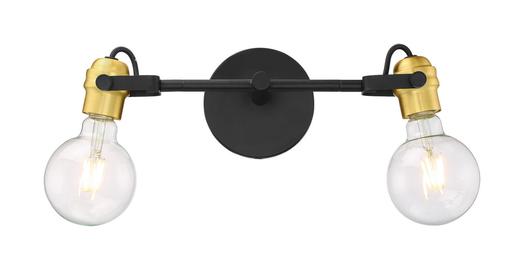 Nuvo Mantra 60-6982 Bath Vanity Light 15 in. wide - Black / Brushed Brass