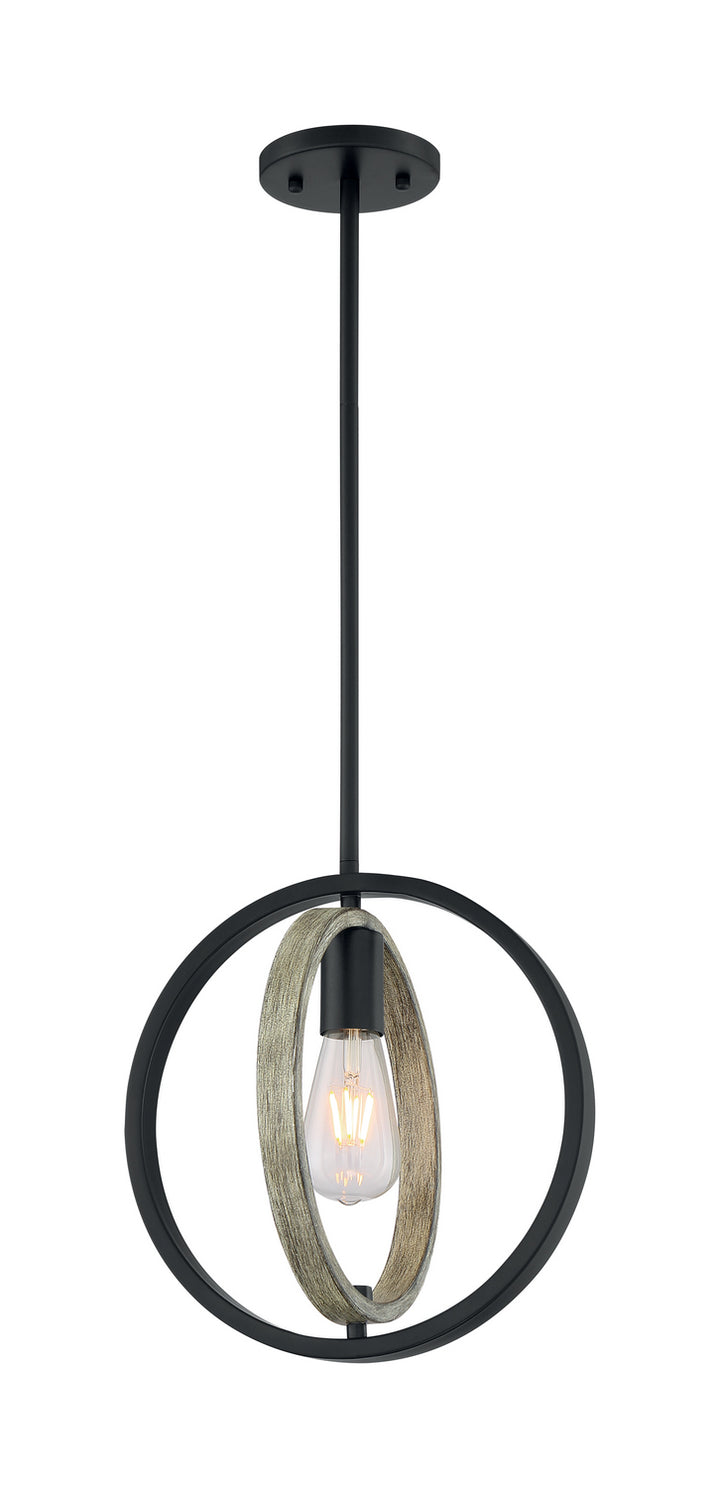Nuvo Augusta 60-6984 Pendant Light - Black / Wood
