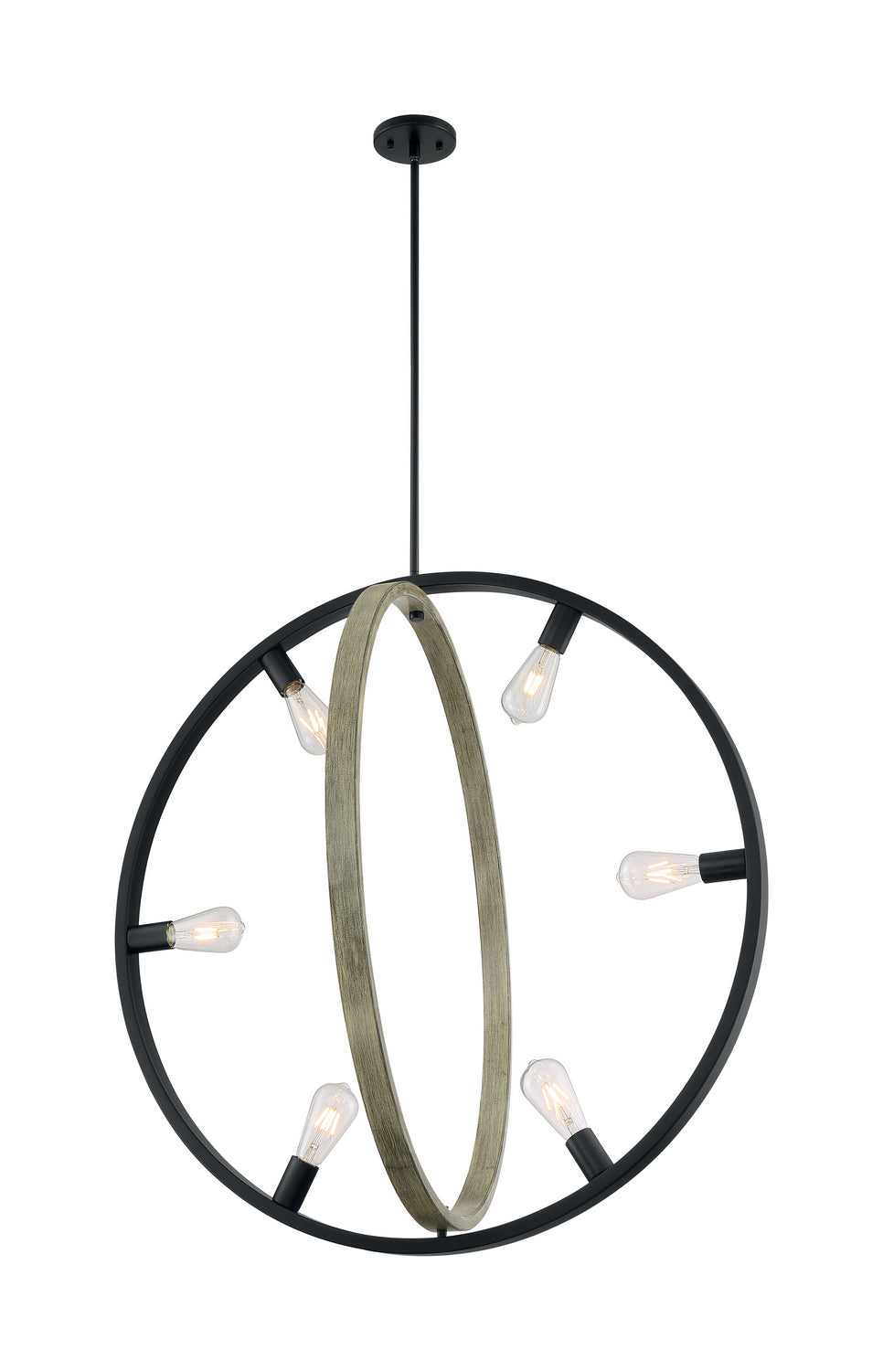 Nuvo Augusta 60-6986 Pendant Light - Black / Wood