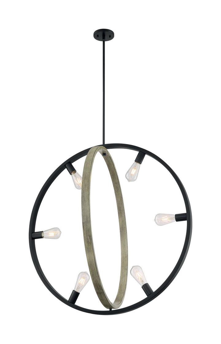 Nuvo Augusta 60-6986 Pendant Light - Black / Wood