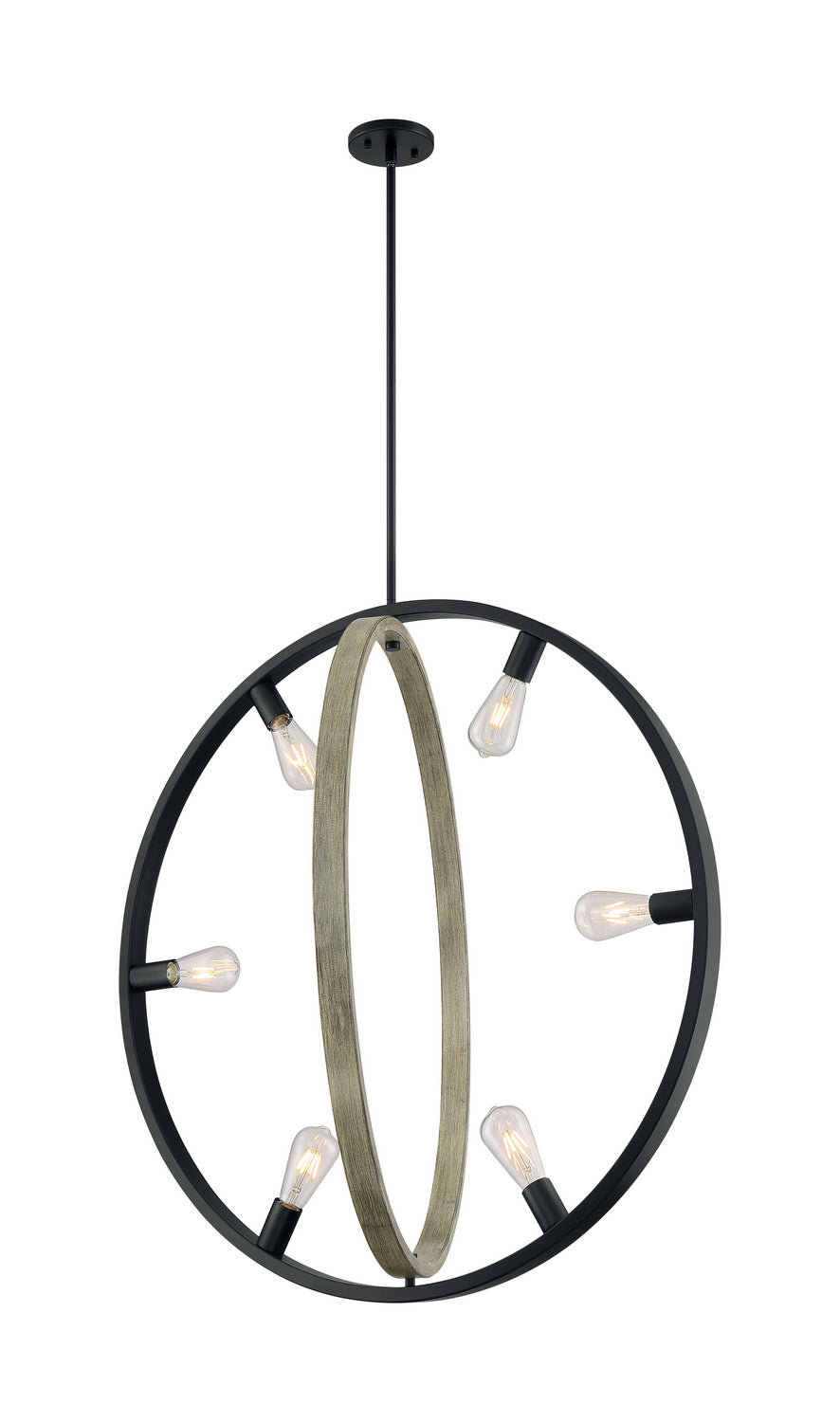 Nuvo Augusta 60-6986 Pendant Light - Black / Wood