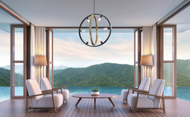 Nuvo Augusta 60-6986 Pendant Light - Black / Wood