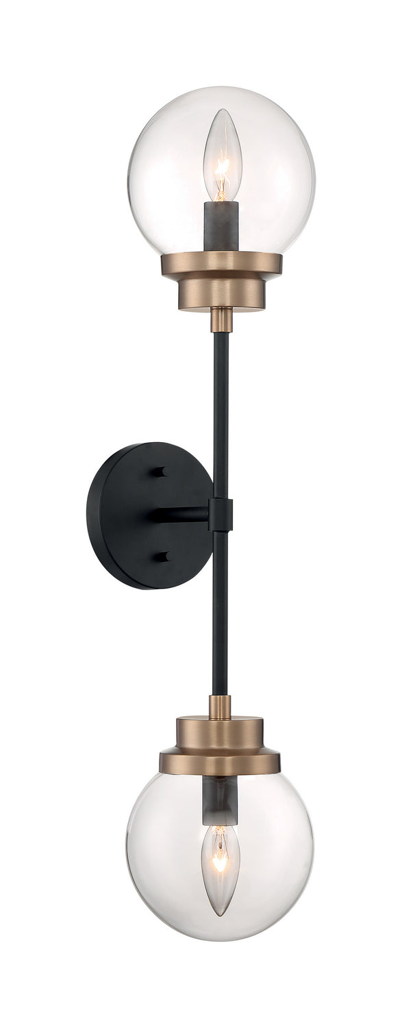 Nuvo Axis 60-7122 Wall Light - Matte Black / Brass Accents