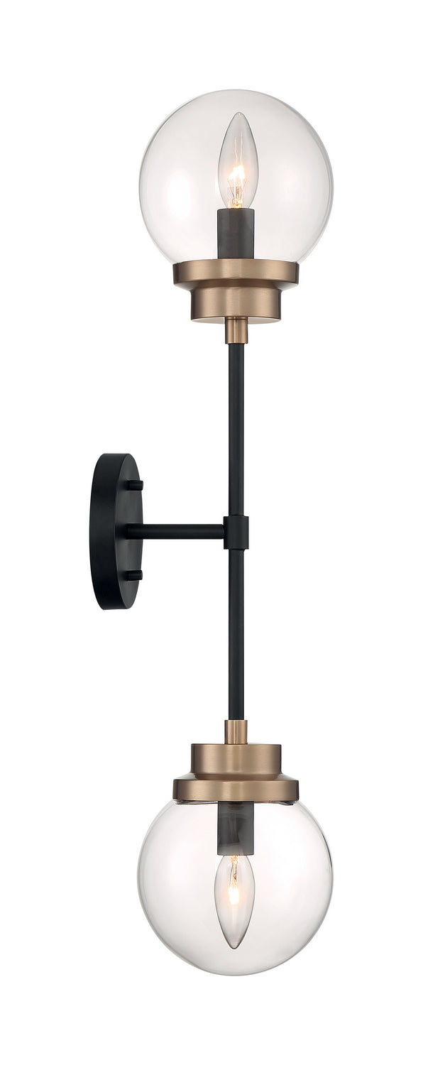 Nuvo Axis 60-7122 Wall Light - Matte Black / Brass Accents