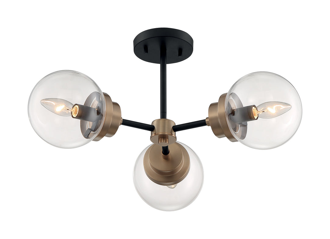 Nuvo Axis 60-7123 Ceiling Light - Matte Black / Brass Accents