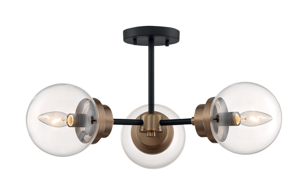 Nuvo Axis 60-7123 Ceiling Light - Matte Black / Brass Accents
