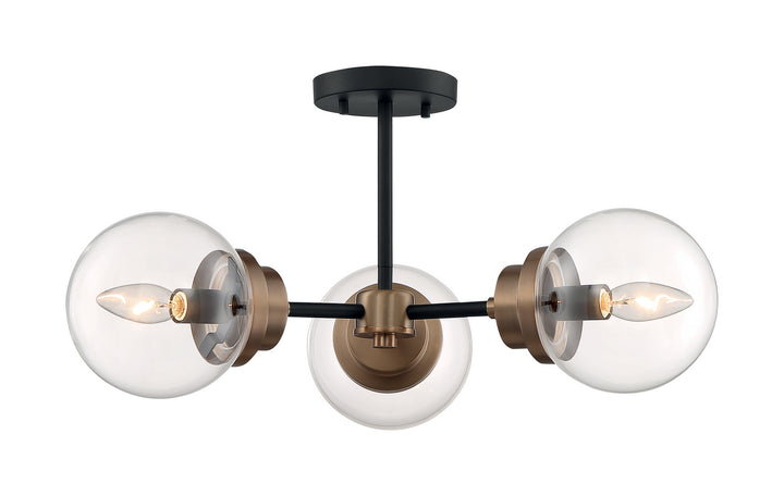 Nuvo Axis 60-7123 Ceiling Light - Matte Black / Brass Accents