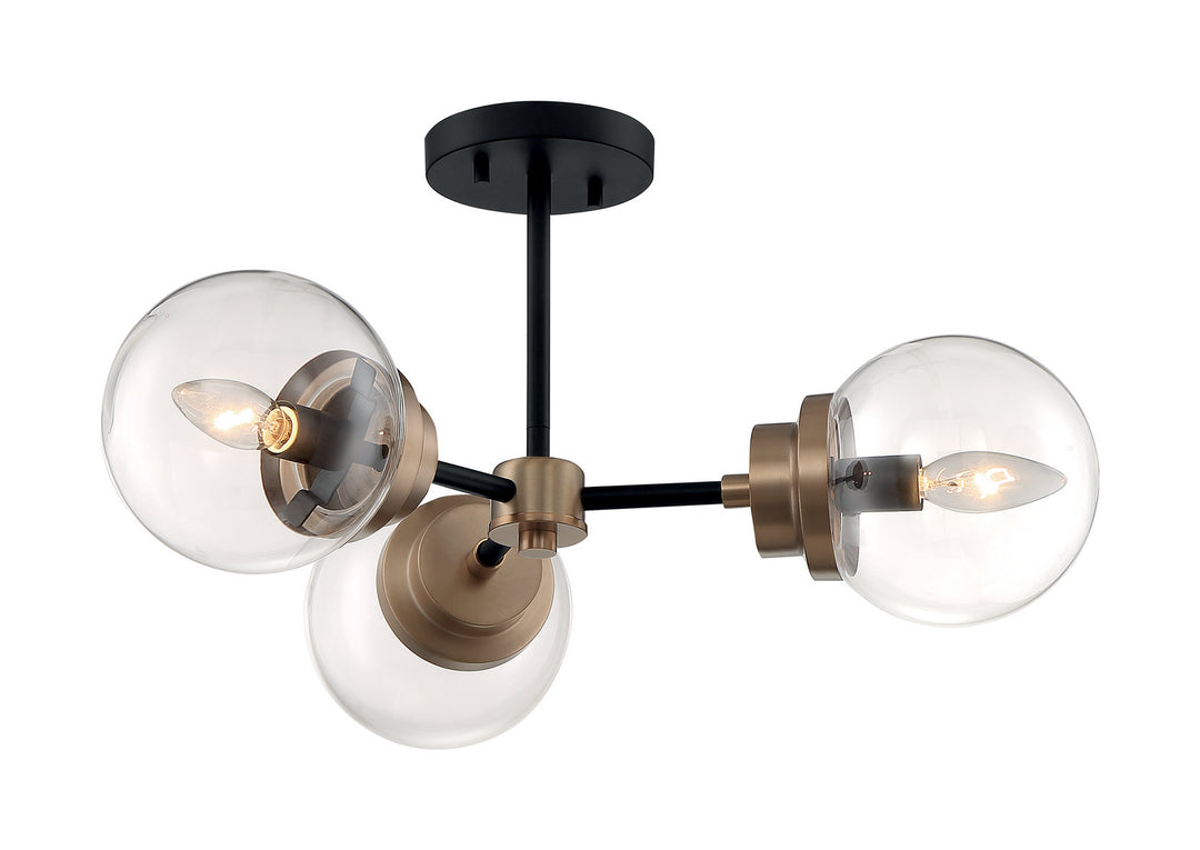 Nuvo Axis 60-7123 Ceiling Light - Matte Black / Brass Accents