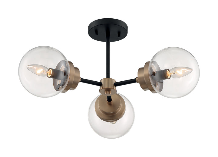Nuvo Axis 60-7123 Ceiling Light - Matte Black / Brass Accents