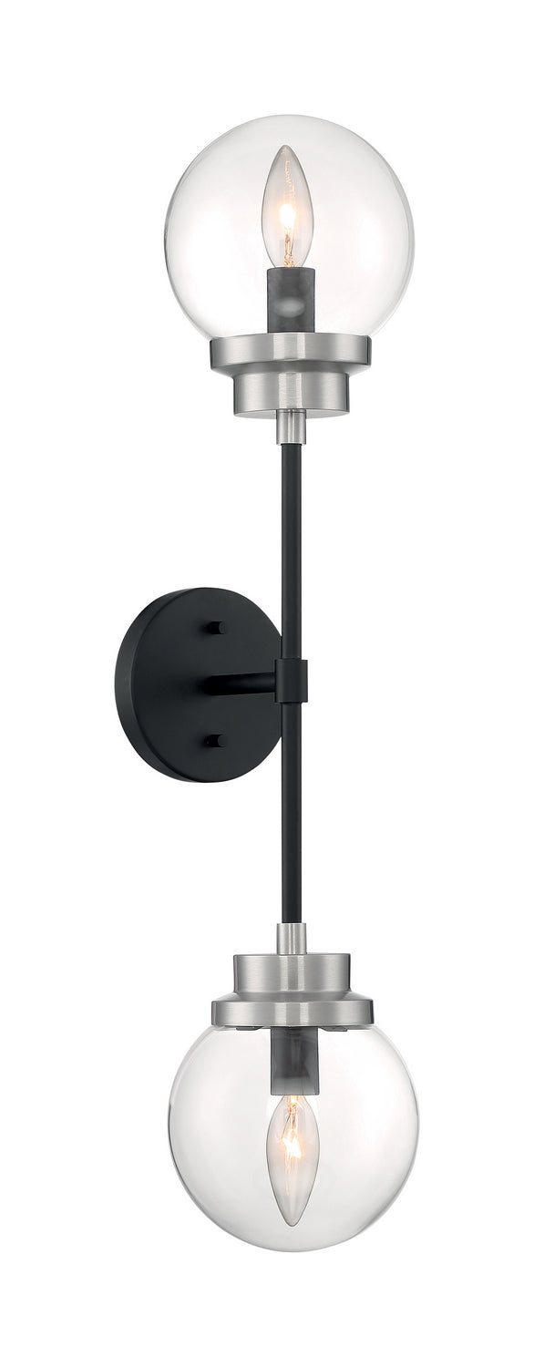 Nuvo Axis 60-7132 Wall Light - Matte Black / Brushed Nickel Accents