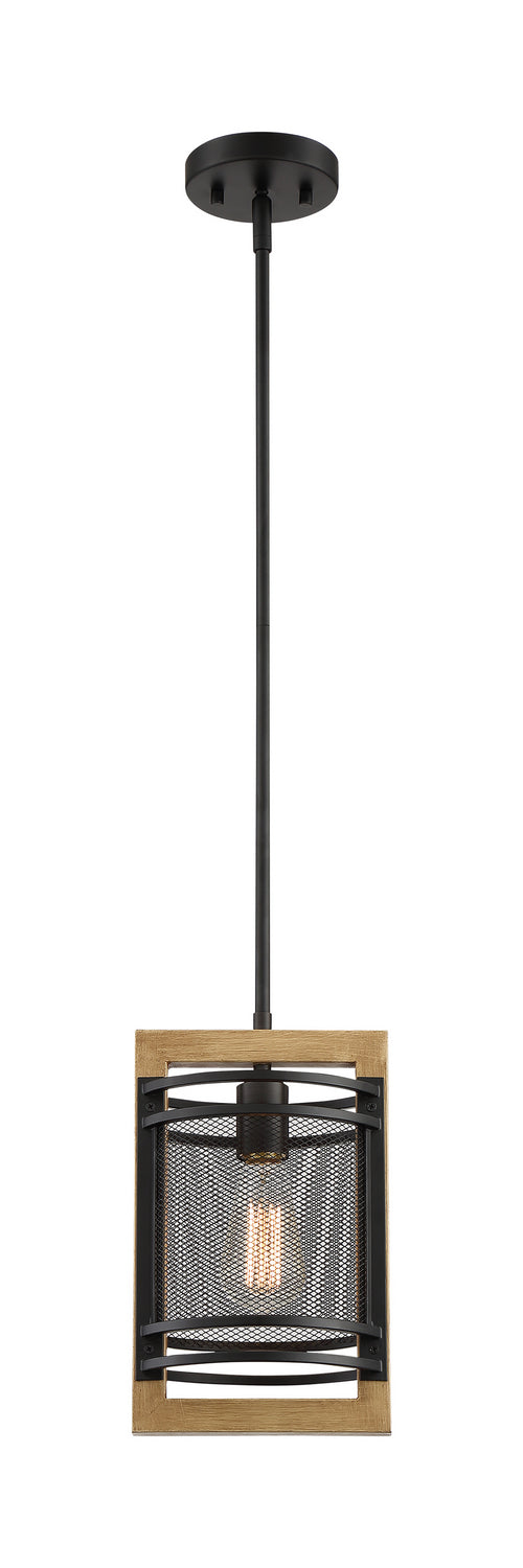 Nuvo Atelier 60-7262 Pendant Light - Black / Honey Wood
