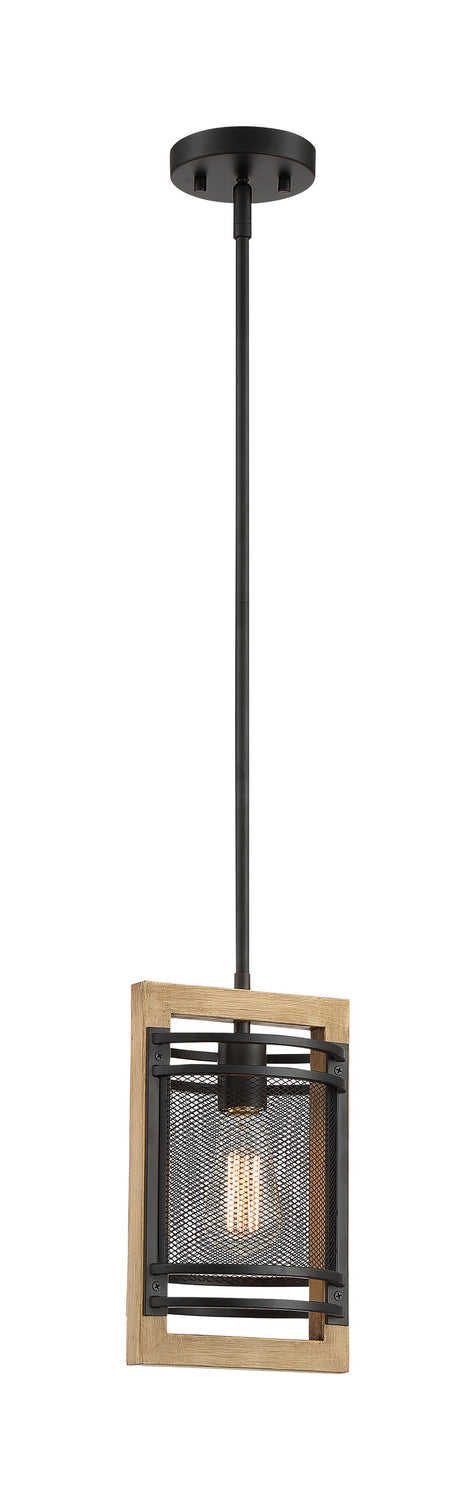 Nuvo Atelier 60-7262 Pendant Light - Black / Honey Wood