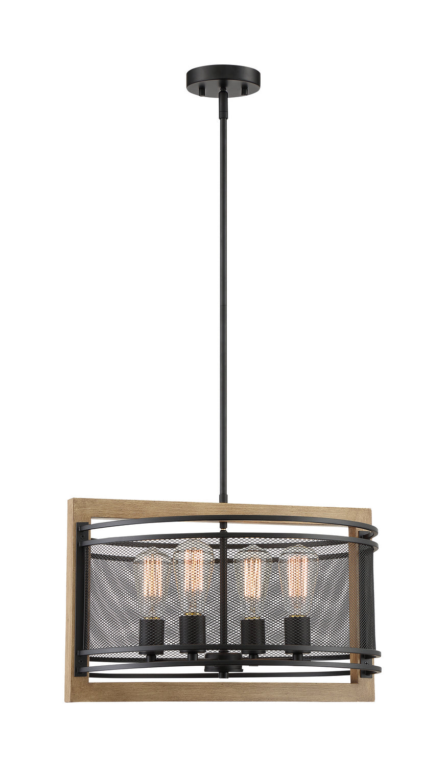 Nuvo Atelier 60-7264 Chandelier Light - Black / Honey Wood