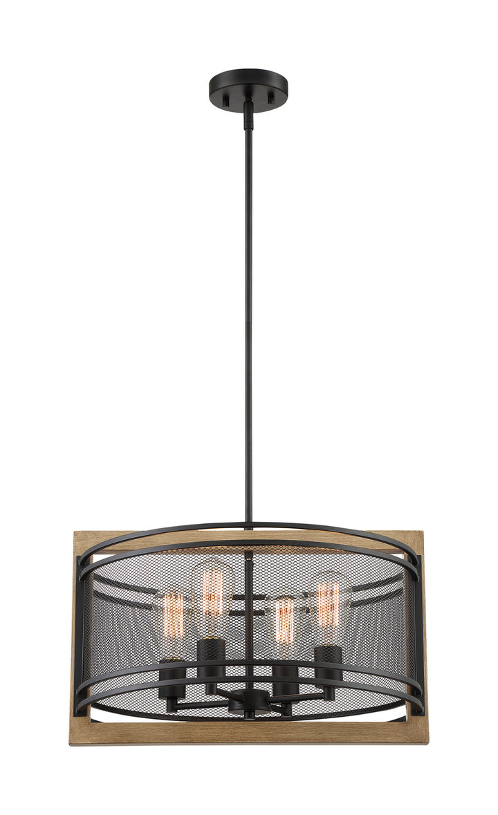 Nuvo Atelier 60-7264 Chandelier Light - Black / Honey Wood