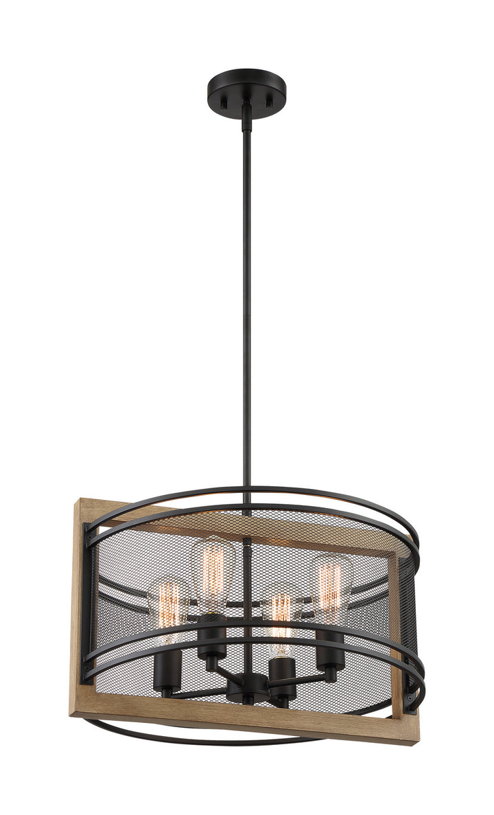 Nuvo Atelier 60-7264 Chandelier Light - Black / Honey Wood