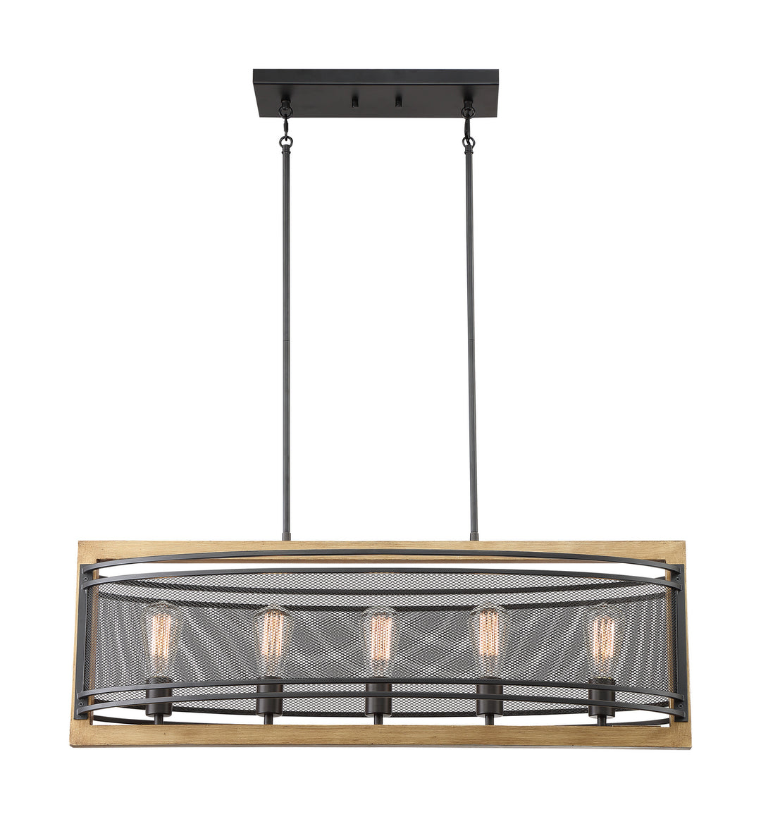 Nuvo Atelier 60-7265 Pendant Light - Black / Honey Wood