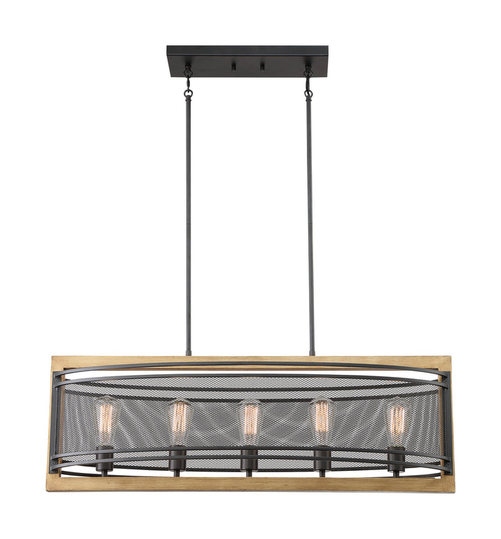 Nuvo Atelier 60-7265 Pendant Light - Black / Honey Wood