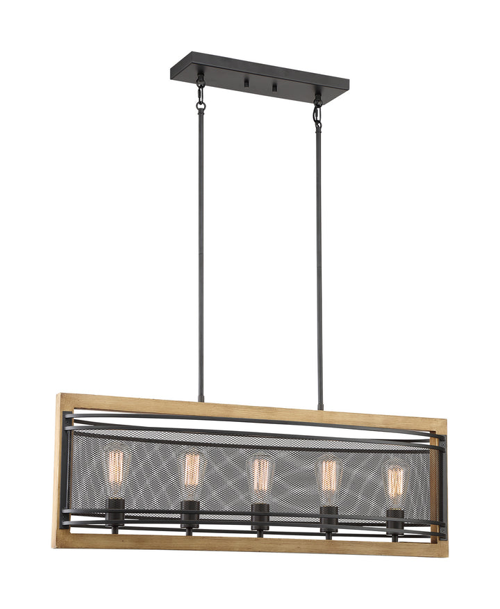 Nuvo Atelier 60-7265 Pendant Light - Black / Honey Wood