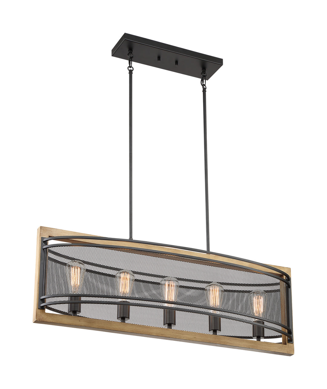 Nuvo Atelier 60-7265 Pendant Light - Black / Honey Wood