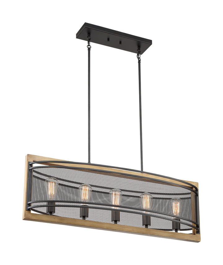 Nuvo Atelier 60-7265 Pendant Light - Black / Honey Wood