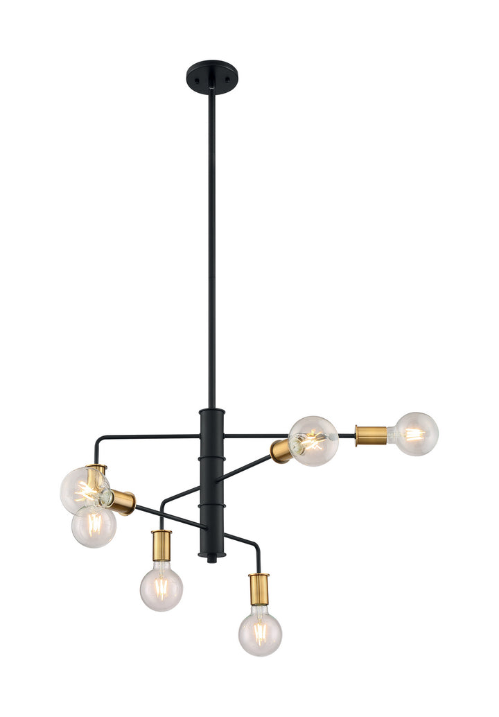 Nuvo Ryder 60-7344 Chandelier Light - Black / Brushed Brass