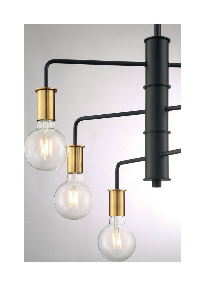 Nuvo Ryder 60-7344 Chandelier Light - Black / Brushed Brass