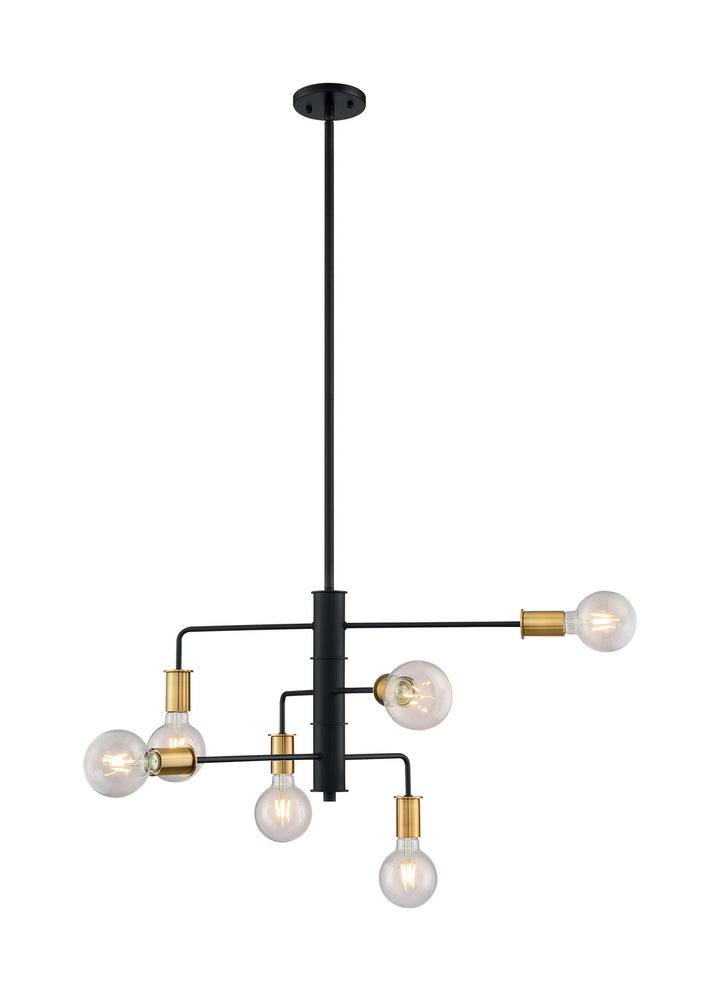 Nuvo Ryder 60-7344 Chandelier Light - Black / Brushed Brass