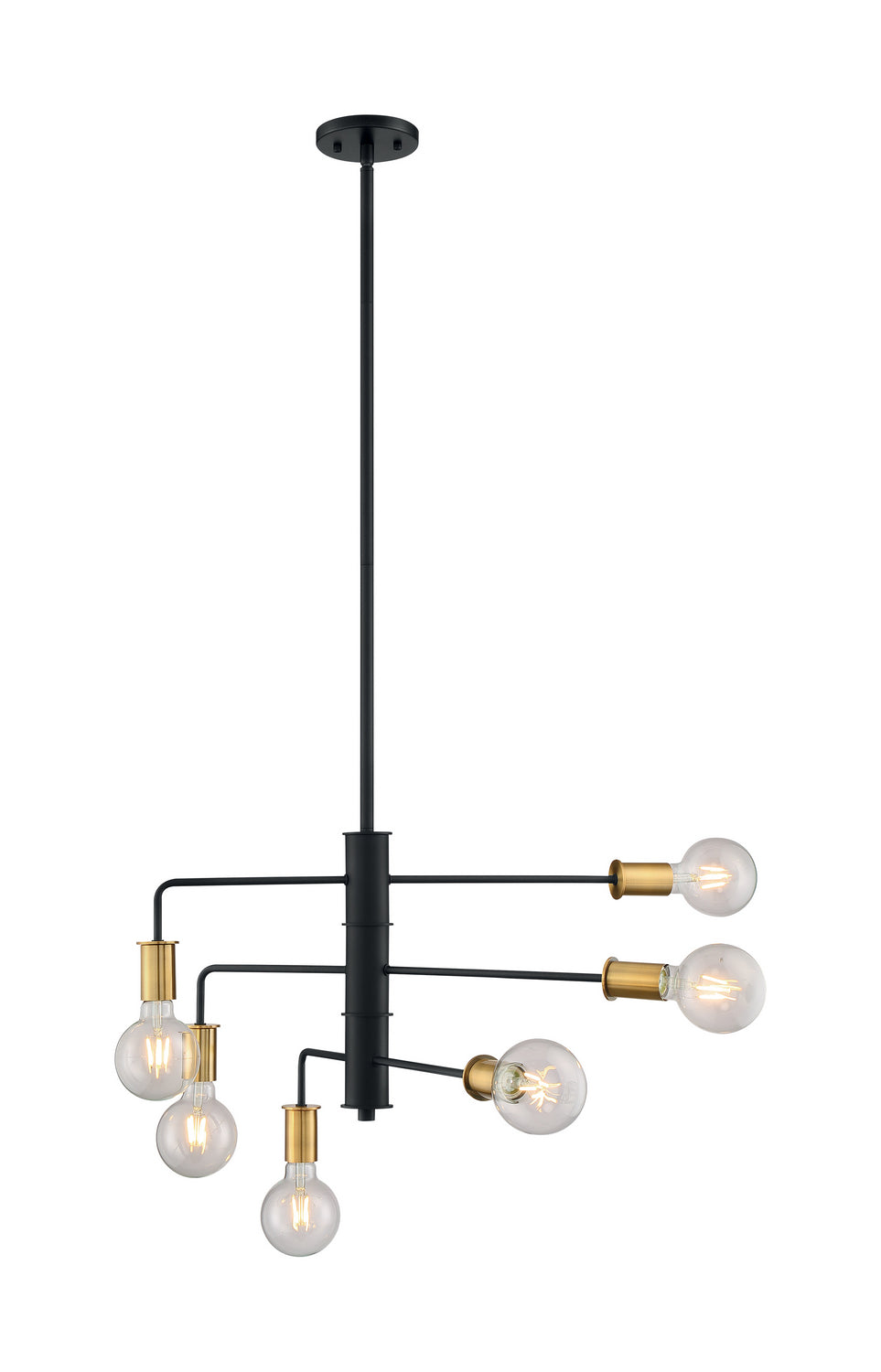 Nuvo Ryder 60-7344 Chandelier Light - Black / Brushed Brass