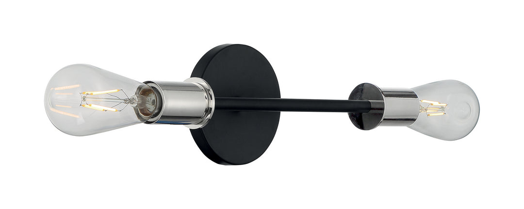 Nuvo Ryder 60-7352 Bath Vanity Light 5 in. wide - Black / Polished Nickel